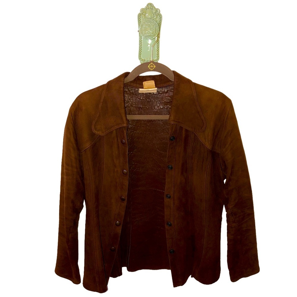 Vintage Lamb Leather Blazer Jacket Coat Suede New Zealand Lambskin Princess Seam